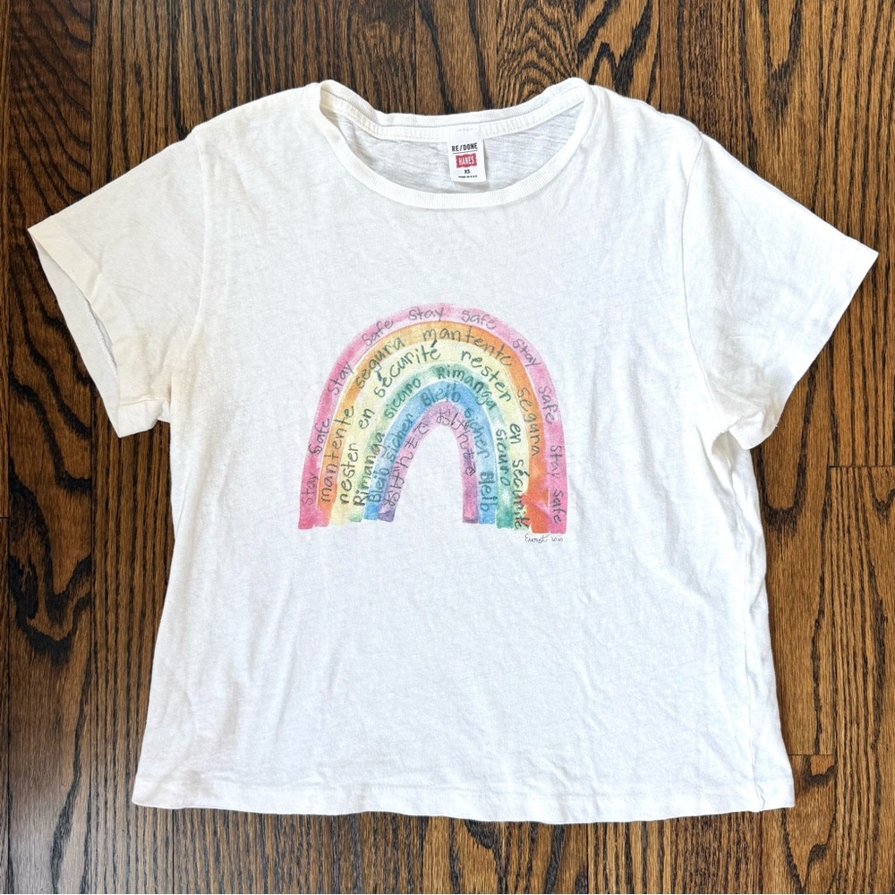 RE/DONE x Hanes Classic Everest Rainbow Graphic Tee - Women’s XS
